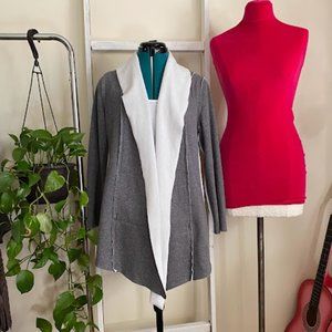 Chico's Elegant Gray Cardigan with White Accents